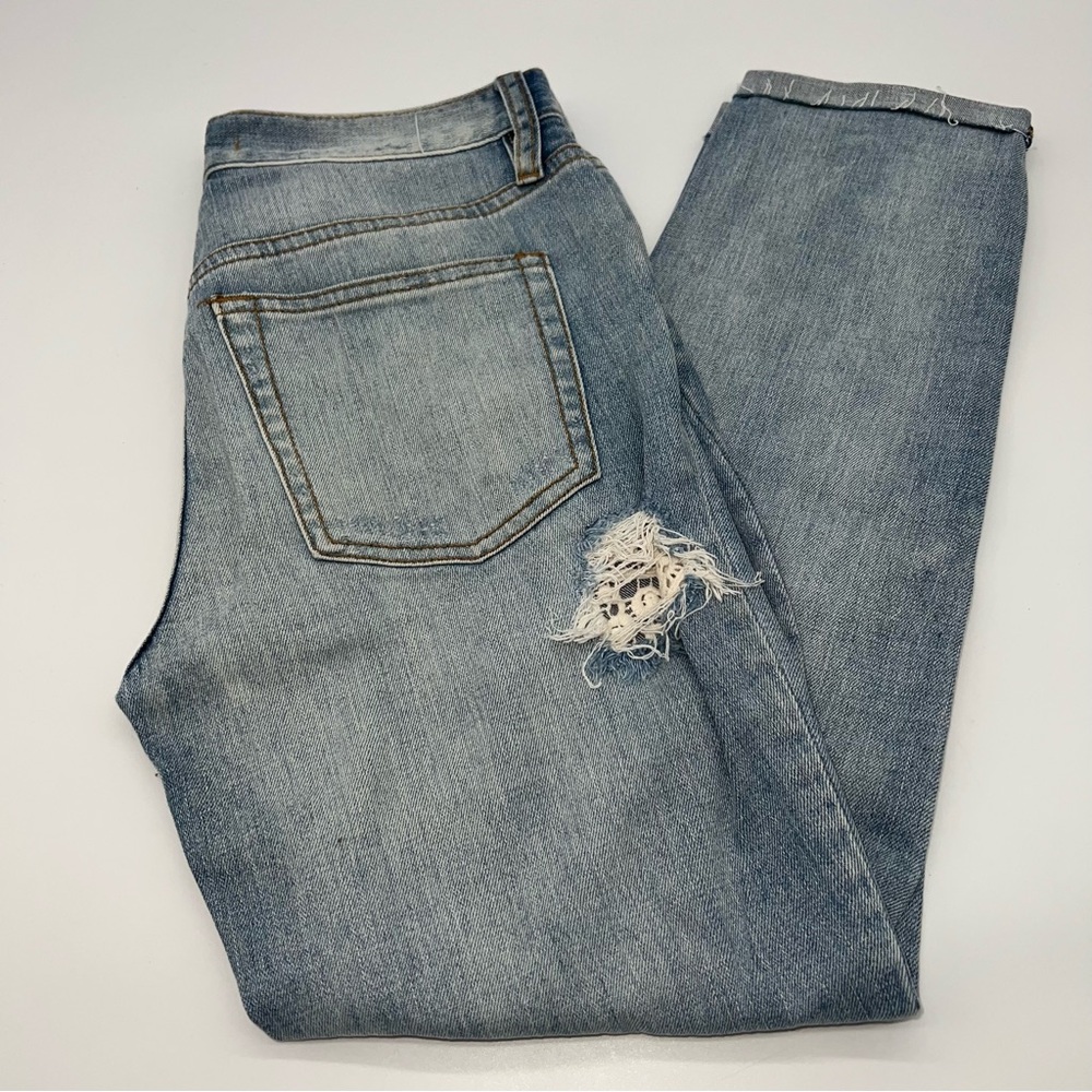 Free People Women’s Light Wash Factory Distressing w/Lace Denim Jeans-Size 25